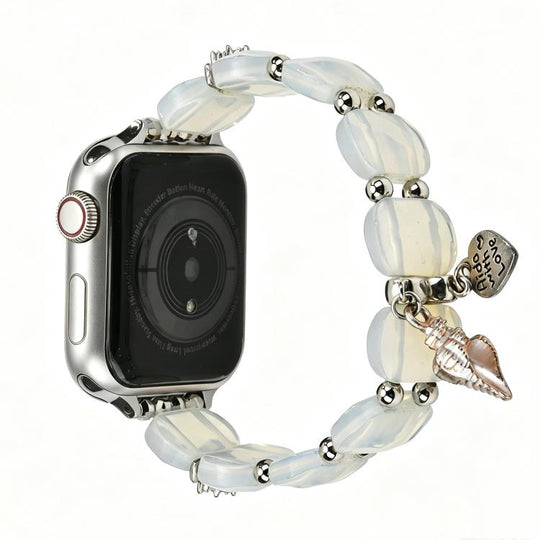 For Apple Watch 42mm / 41mm / 40mm / 38mm Cross Rhinestone Chain Crystal Watch Band(White)
