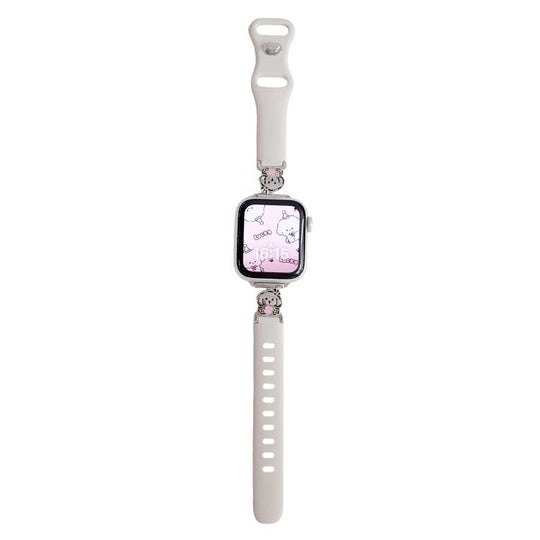 For Apple Watch 46mm / 49mm / 45mm / 44mm Metal Cartoon Hybrid Starlight Silicone Watch Band(Pink Dog)