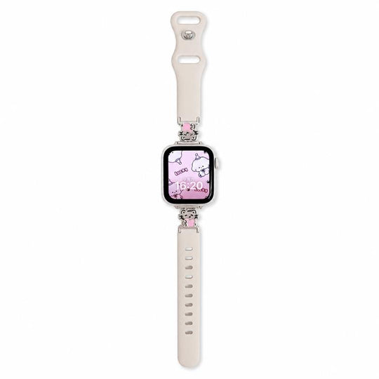 For Apple Watch 46mm / 49mm / 45mm / 44mm Metal Cartoon Hybrid Starlight Silicone Watch Band(Pink Cat)