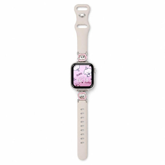 For Apple Watch 46mm / 49mm / 45mm / 44mm Metal Cartoon Hybrid Starlight Silicone Watch Band(Pink Apple)