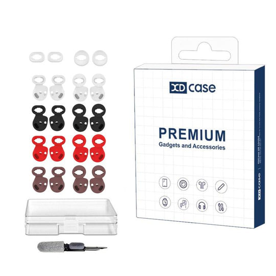 For Samsung Galaxy Buds Live XDcase 10 Pairs Silicone Ear Tips & Ear Hooks Kit, Left & Right S/L Size, Cleaning Brush Color Random(White+Mixed-Color)