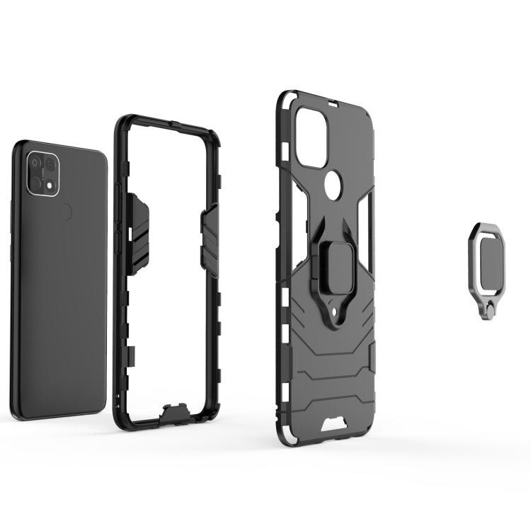 For OPPO A15 PC + TPU Shockproof Protective Case with Magnetic Ring Holder(Black) by buy2fix