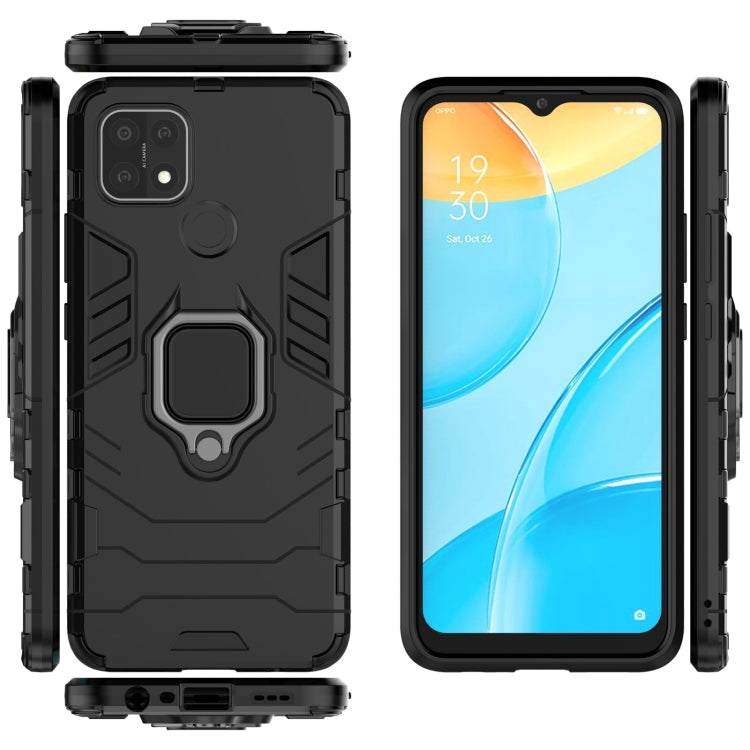For OPPO A15 PC + TPU Shockproof Protective Case with Magnetic Ring Holder(Black) by buy2fix