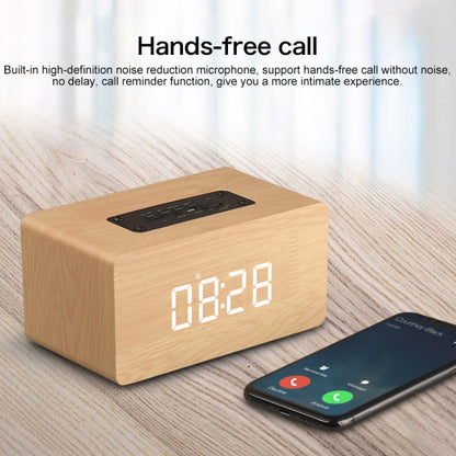 W5C Subwoofer Wooden Clock Bluetooth Speaker, Support TF Card & 3.5mm AUX(Yellow Wood) - Desktop Speaker by buy2fix | Online Shopping UK | buy2fix