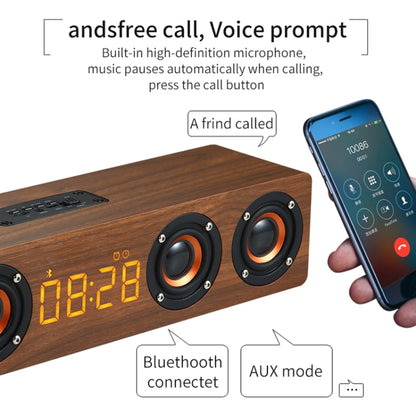 W8C Wooden Clock Subwoofer Bluetooth Speaker, Support TF Card & U Disk & 3.5mm AUX(Yellow Wood) - Desktop Speaker by buy2fix | Online Shopping UK | buy2fix