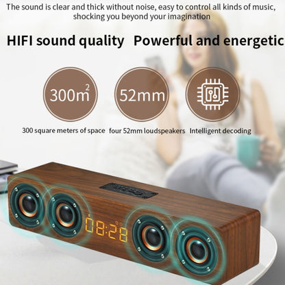 W8C Wooden Clock Subwoofer Bluetooth Speaker, Support TF Card & U Disk & 3.5mm AUX(Yellow Wood) - Desktop Speaker by buy2fix | Online Shopping UK | buy2fix