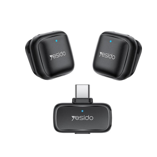 Yesido KR29 1 to 2 Standard Noise Reduction Wireless Lavalier Microphone with Type-C Receiver(Black)