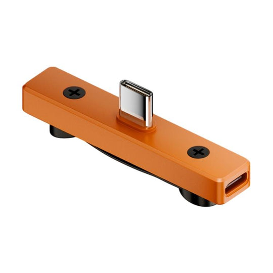 2-in-1 Type-C Male to Dual Type-C Female Adapter Foldable Phone Holder(Orange)