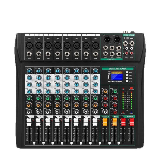 XTUGA CT80 8-Channel Professional Audio Mixer DJ Console(Black)