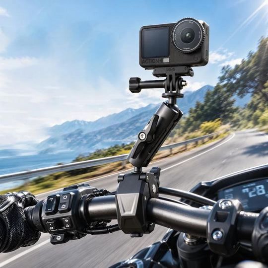 Aluminum Alloy Heavy-Duty Crab-Claw Clamp Motorcycle Handlebar Mount for DJI, Insta360, GoPro And Other Action Cameras(Black)