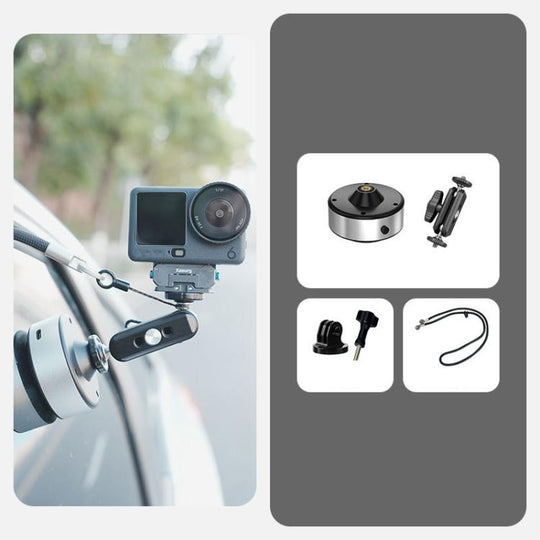 Xasurg Electric Vacuum Suction Cup Mount for DJI, Insta360, GoPro and Other Action Cameras, Type:Suction Cup + Arm + Strap(Black)