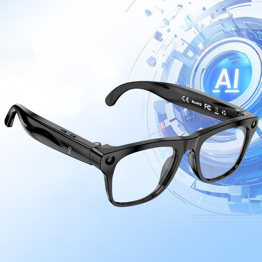 XK ONE Smart AI Glasses with 1MP HD Camera, BT Call, AI Voice Assistant, AI Translation, Type:Transparent Lens(Black)