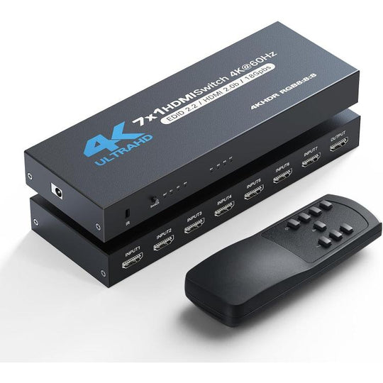 S31 4K 60Hz 7-In-1-Out HDMI2.0 Switch with Remote Control(Black)