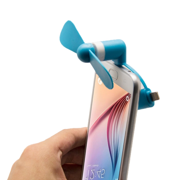 Fashion 8pin & Micro USB Ports Mini Fan with Two Leaves, For Mobile Phone with OTG Function & 8pin & Micro USB Ports(Blue) - USB Fan by buy2fix | Online Shopping UK | buy2fix