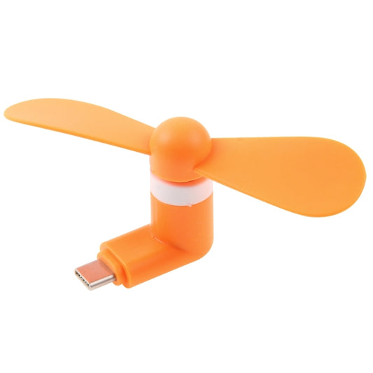 Fashion USB 3.1 Type-C Port Mini Fan with Two Leaves, For Mobile Phone with OTG Function(Orange) - USB Fan by buy2fix | Online Shopping UK | buy2fix