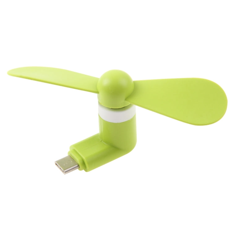 Fashion USB 3.1 Type-C Port Mini Fan with Two Leaves, For Mobile Phone with OTG Function(Green) - USB Fan by buy2fix | Online Shopping UK | buy2fix
