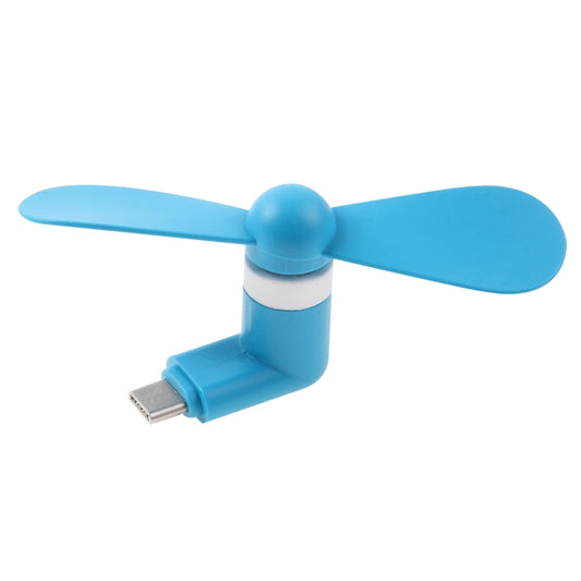 Fashion USB 3.1 Type-C Port Mini Fan with Two Leaves, For Mobile Phone with OTG Function(Blue) - USB Fan by buy2fix | Online Shopping UK | buy2fix