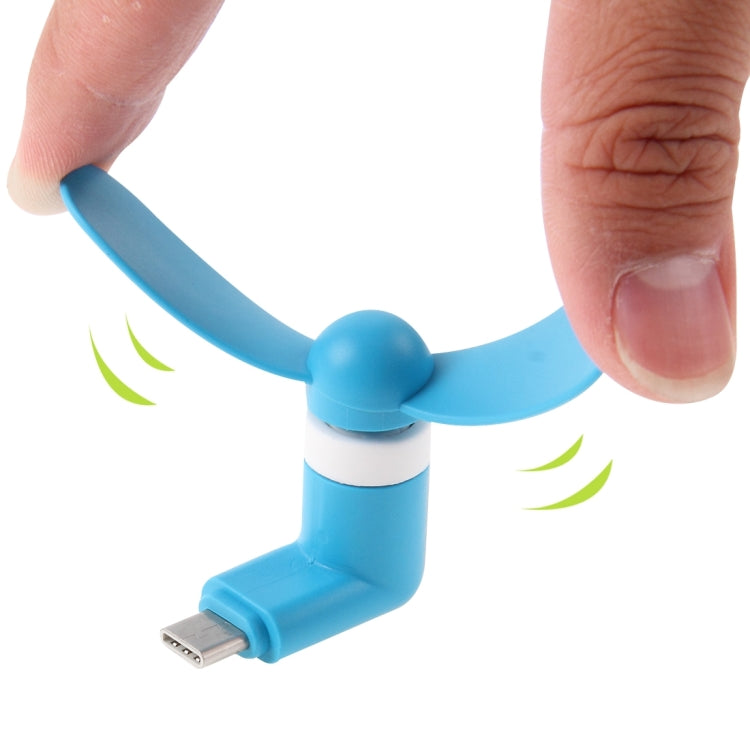 Fashion USB 3.1 Type-C Port Mini Fan with Two Leaves, For Mobile Phone with OTG Function(Blue) - USB Fan by buy2fix | Online Shopping UK | buy2fix