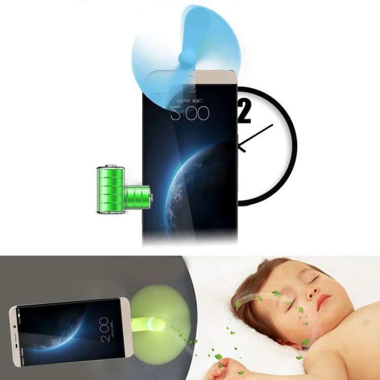 Fashion USB 3.1 Type-C Port Mini Fan with Two Leaves, For Mobile Phone with OTG Function(Blue) - USB Fan by buy2fix | Online Shopping UK | buy2fix