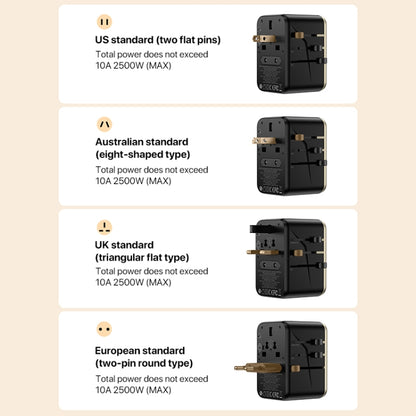 MOMAX 1-World UA8 PD 70W Fast Charger Power Adapter(Black) - USB Charger by MOMAX | Online Shopping UK | buy2fix