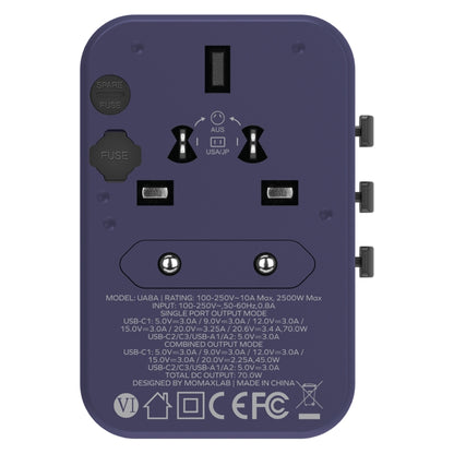 MOMAX 1-World UA8 PD 70W Fast Charger Power Adapter(Purple) - USB Charger by MOMAX | Online Shopping UK | buy2fix