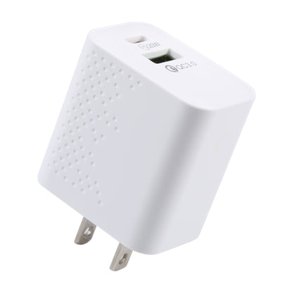 LZ-105A+C PD 20W USB-C/Type-C+QC 3.0 USB Ports Dot Pattern Travel Charger, US Plug(White) by buy2fix