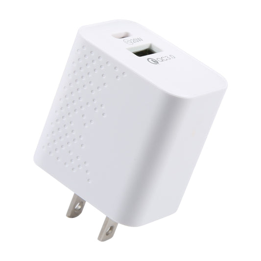 LZ-105A+C PD 20W USB-C/Type-C+QC 3.0 USB Ports Dot Pattern Travel Charger, US Plug(White) by buy2fix