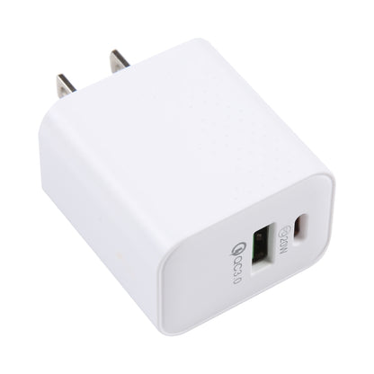 LZ-105A+C PD 20W USB-C/Type-C+QC 3.0 USB Ports Dot Pattern Travel Charger, US Plug(White) by buy2fix