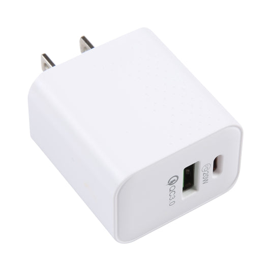 LZ-105A+C PD 20W USB-C/Type-C+QC 3.0 USB Ports Dot Pattern Travel Charger, US Plug(White) by buy2fix