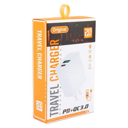 LZ-105A+C PD 20W USB-C/Type-C+QC 3.0 USB Ports Dot Pattern Travel Charger, US Plug(White) by buy2fix