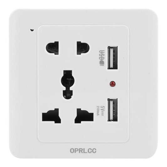 Universal Standard Wall Socket with 2 x USB Ports -  by buy2fix | Online Shopping UK | buy2fix