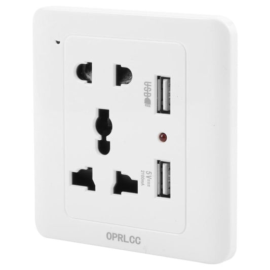 Universal Standard Wall Socket with 2 x USB Ports -  by buy2fix | Online Shopping UK | buy2fix