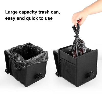 FUNADD Portable Folding Car Back Seat Hook Garbage Can Car Storage Box (Black) - Seat Accessories by FunAdd | Online Shopping UK | buy2fix