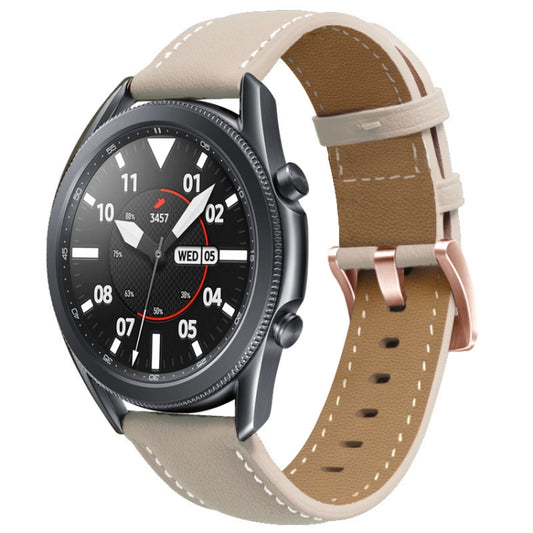For Garmin Forerunner 265S / 255S / Venu 2S 18mm Rose Gold Buckle Genuine Leather Watch Band (Apricot) - Watch Bands by buy2fix | Online Shopping UK | buy2fix