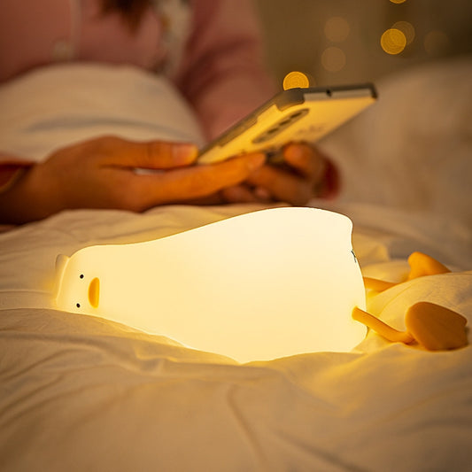 1W USB Charging LED Lie Flat Duck Silicone Touch Sensing Night Light by buy2fix