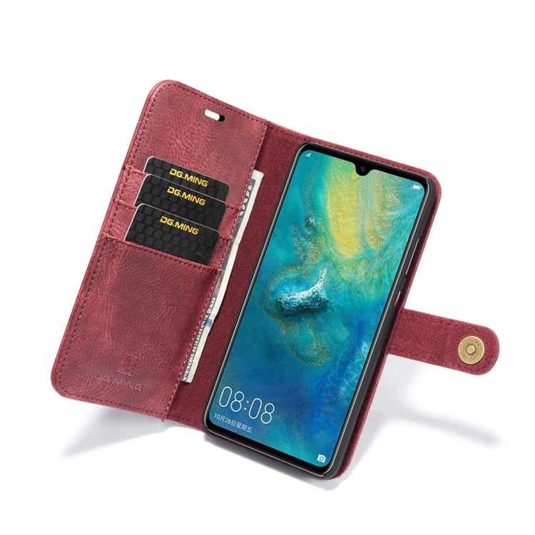 DG.MING Crazy Horse Texture Flip Detachable Magnetic Leather Case for Huawei Mate 20, with Holder & Card Slots & Wallet (Red) - Huawei Cases by DG.MING | Online Shopping UK | buy2fix