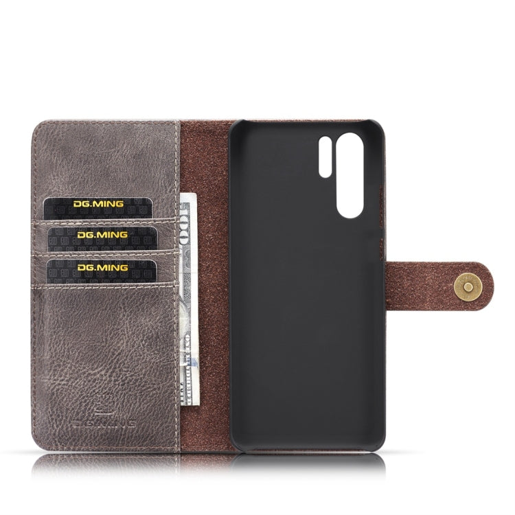 DG.MING Crazy Horse Texture Flip Detachable Magnetic Leather Case for Huawei P30 Pro, with Holder & Card Slots & Wallet (Grey) - Huawei Cases by DG.MING | Online Shopping UK | buy2fix