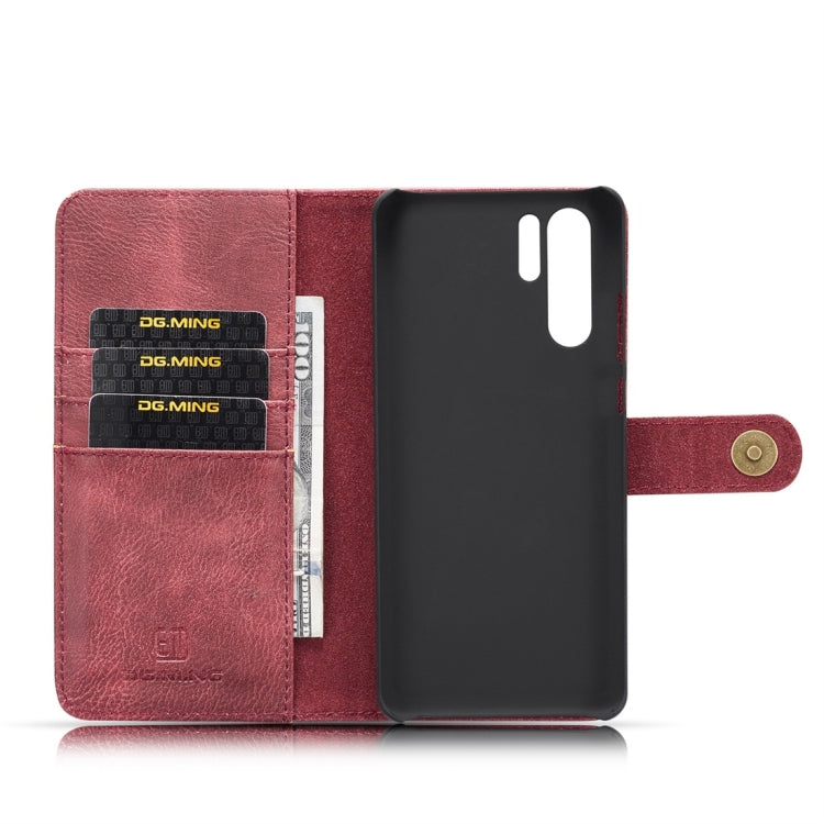 DG.MING Crazy Horse Texture Flip Detachable Magnetic Leather Case for Huawei P30 Pro, with Holder & Card Slots & Wallet (Red) - Huawei Cases by DG.MING | Online Shopping UK | buy2fix