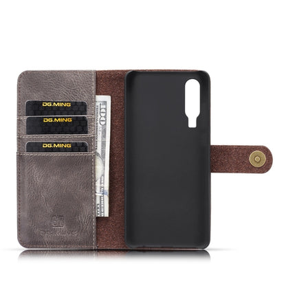 DG.MING Crazy Horse Texture Flip Detachable Magnetic Leather Case for Huawei P30, with Holder & Card Slots & Wallet (Grey) - Huawei Cases by DG.MING | Online Shopping UK | buy2fix