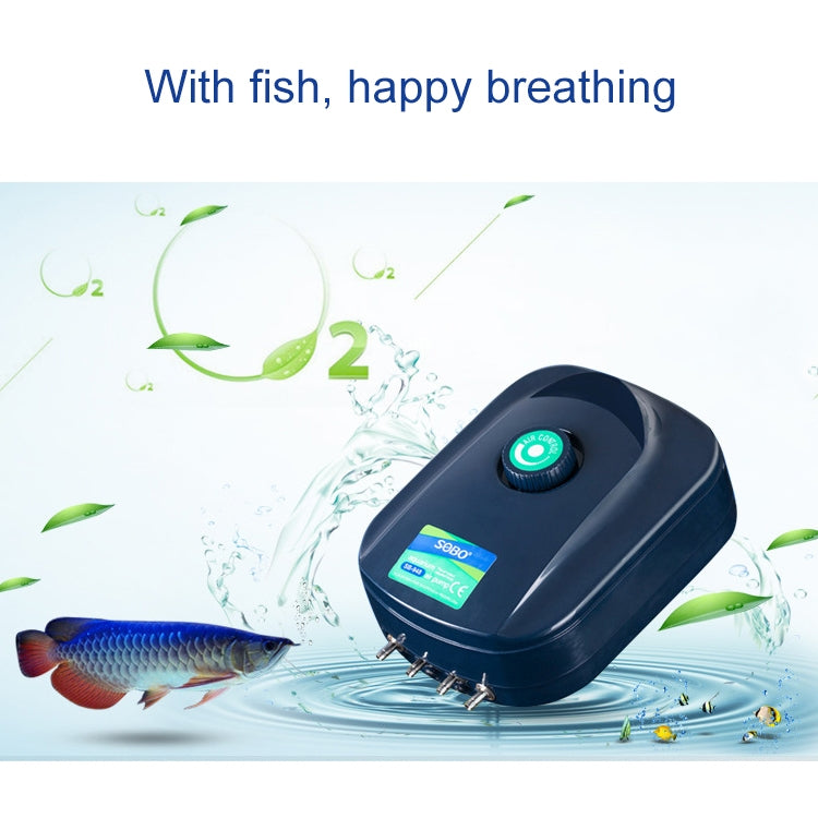 SOBO SB-988 12W 4 Outlets Adjustable Flow Silent Aquarium Air Pump Fish Tank Oxygen Air Pump - Air Pumps by buy2fix | Online Shopping UK | buy2fix