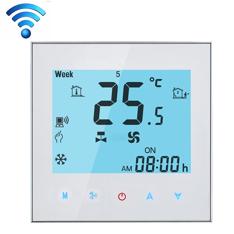 LCD Display Air Conditioning 4-Pipe Programmable Room Thermostat for Fan Coil Unit, Supports Wifi (White) - Thermostat & Thermometer by buy2fix | Online Shopping UK | buy2fix
