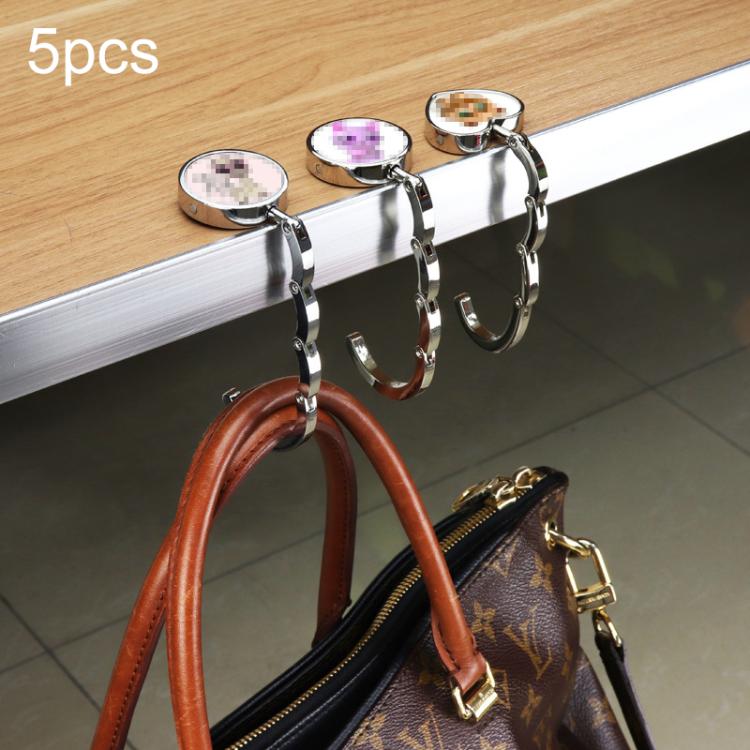 5 PCS Round Folding Hook Bag Hanger, Length:10.1cm, Random Color Delivery by buy2fix