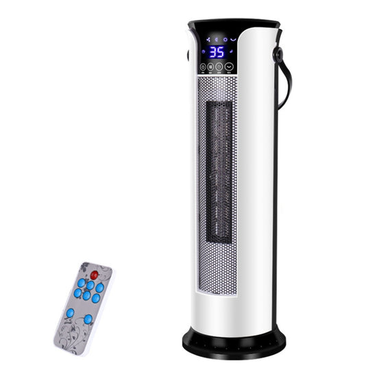 Household Shaking Head Vertical Tower Fan Radiator Warmer Electric Heater Warm Air Blower, Remote Control Version (White)