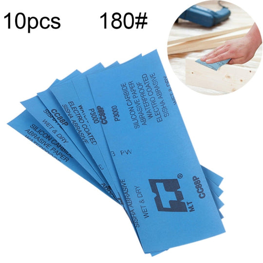 10pcs Grit 180 Wet And Dry Polishing Grinding Sandpaper，Size: 23 x 9cm (Blue)