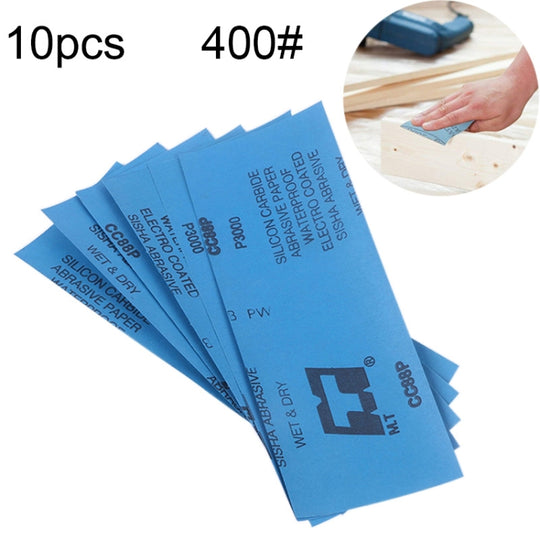 10pcs Grit 400 Wet And Dry Polishing Grinding Sandpaper，Size: 23 x 9cm (Blue)