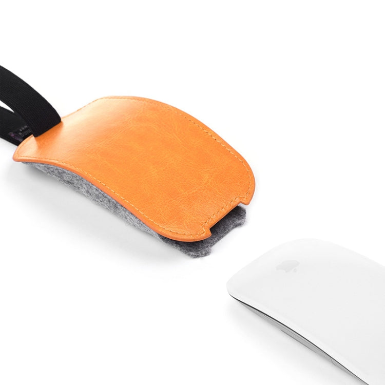 European Style Elastic PU Leather Fur Felt Mouse Storage Bag for Apple Magic Mouse 2 by buy2fix