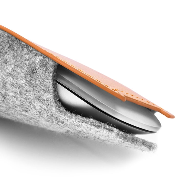 European Style Elastic PU Leather Fur Felt Mouse Storage Bag for Apple Magic Mouse 2 by buy2fix