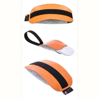 European Style Elastic PU Leather Fur Felt Mouse Storage Bag for Apple Magic Mouse 2 by buy2fix