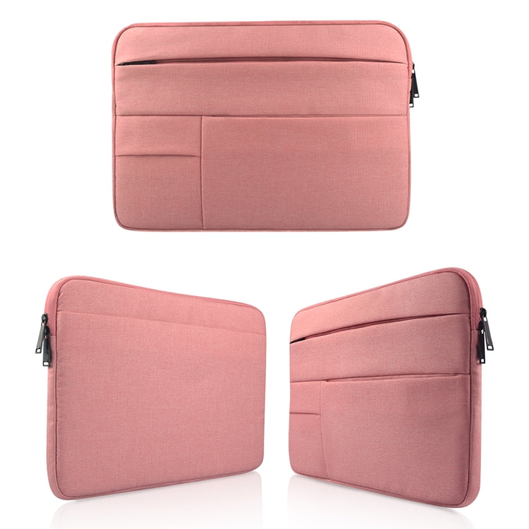 Universal Multiple Pockets Wearable Oxford Cloth Soft Portable Leisurely Laptop Tablet Bag, For 14 inch and Below Macbook, Samsung, Lenovo, Sony, DELL Alienware, CHUWI, ASUS, HP(Pink) by buy2fix