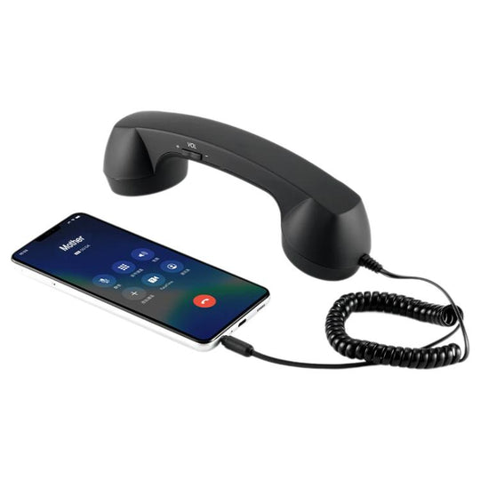 3.5mm Plug Mic Retro Telephone Anti-radiation Cell Phone Handset Receiver(Black)